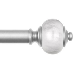 KAMANINA Silver Curtain Rod 32 to 58 Inch(2.6-4.8ft), 1 Inch Heavy Duty Curtain Rods for Windows Adjustable Decorative Drapery Rods with Marbled Finials