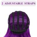 Bob Wig, 12 Inch Short Bob Dark Purple Wig with Bangs, Synthetic Heat Resistant Dark Purple Wigs for Women Girls with Wig Cap, Colourful Hair Wigs with Adjustable Straps for Party Cosplay Daily Use