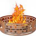 Fire Pit Ring, 30" Steel Fire Ring Heavy Duty Carbon Steel Liner, Outdoor Cooking Camping Steel Fire Ring Combo Insert DIY Campfire Liner