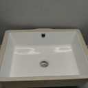 17-Inch Undermount Bathroom Sink, White Ceramic Rectangular Vanity Sink with Overflow, Modern Under Counter Lavatory Basin for Bathroom Vanity, UB-06 (17" x 13")
