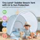 Tiny Land Baby Beach Tent – Pop Up Baby Tent with UV Protection, Portable Baby Beach Essentials, 35.4"x27.6"x31.5" Sun Shelter for Infants, Baby Summer Outdoor Use (Light Blue Gingham)