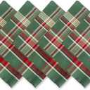 DII Holiday Kitchen and Table Dcor Christmas Cloth Square Napkin Set, Dark Green Plaid, 6 Count (18" x 18" (Set of 6))