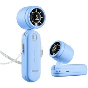iTurbo Handheld Turbo Fan, Mini Foldable Portable Hand Fans, Rechargeable Battery, 5 Gear High Speeds Led Display,Powerful Airflow, 12Hrs Cooling Small Fan Travel Essentials Beach, Outdoor, Work