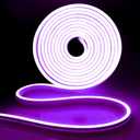 iNextStation 12V Purple LED Strip Lights 16.4FT, Flexible Silicone Neon Rope Light, Waterproof, Cuttable, Dimmable & Linkable, for Cabinet, Ceiling, Wall, Bedroom, Kitchen, Garage (No Adapter)