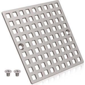 3-7/8" Brushed Nickel Shower Drain Cover - Square Floor Drain Cover Replacement - Hair Catcher/Drain Strainer for Bathrooms, Showers, and Sinks - SUS304 Stainless Steel & CUPC Certified