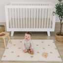 Bubba Bear Baby Play Mat, Thick Foam with Pattern Design, Foldable Waterproof Padded Crawling Mat for Babies (Beige Stars, 47 x 35 Inches)