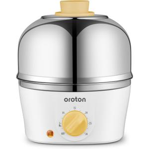 Oroton 9-Egg 304 Stainless Steel Egg Cooker  Steam & Boil Eggs with Timer, Automatic Shut-Off & 3 Cooking Modes (Hard/Medium/Soft) (White)
