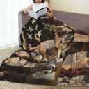 Deer American Flag Blanket Throw Blanket Flannel Lightweight Soft Plush Fuzzy Blankets for Bed Sofa Couch Livingroom Chair Car Travel Pet 50"x40"