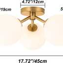 Mid Century Modern Gold Semi Flush Mount Ceiling Light Fixture 3 Light 18 inch, Globe Light Fixtures for Bedroom,Entryway,Hallway,Living Room,Kitchen,Dining Room