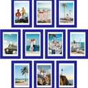 DecorUhome 4x6 Picture Frame Set of 10, Display Photos 3.5x5 with Mat or 4x6 Unmatted for Picture Frames Collage Wall Decor, Royal Blue