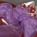 Christmas Tree Topper Bow,48''x 13'' Glitter Satin Large Christmas Wreath Bows Xmas Ornaments with Long Streamer Mesh Wired Edge Ribbon Farmhouse Christmas Decoration, Purple
