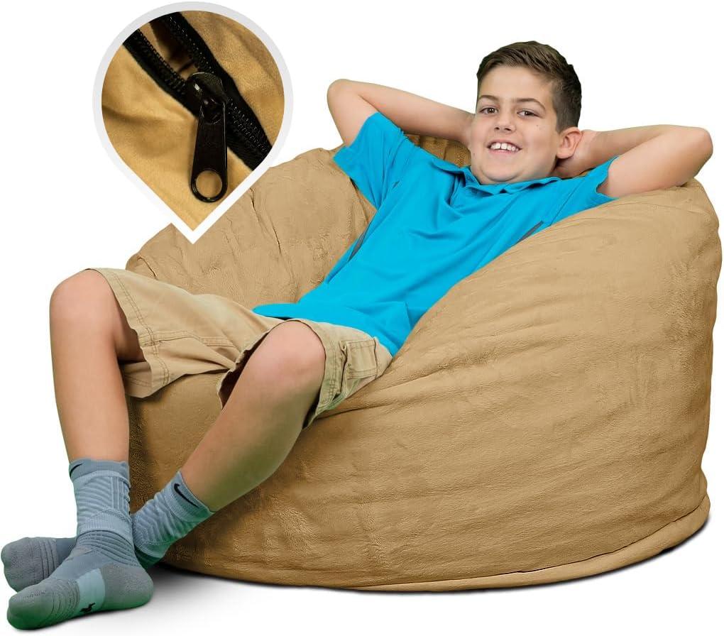 ULTIMATE SACK 3000 (3 ft.) Bean Bag Chair Cover in Multiple Colors: Cover ONLY (3000, Camel Suede)