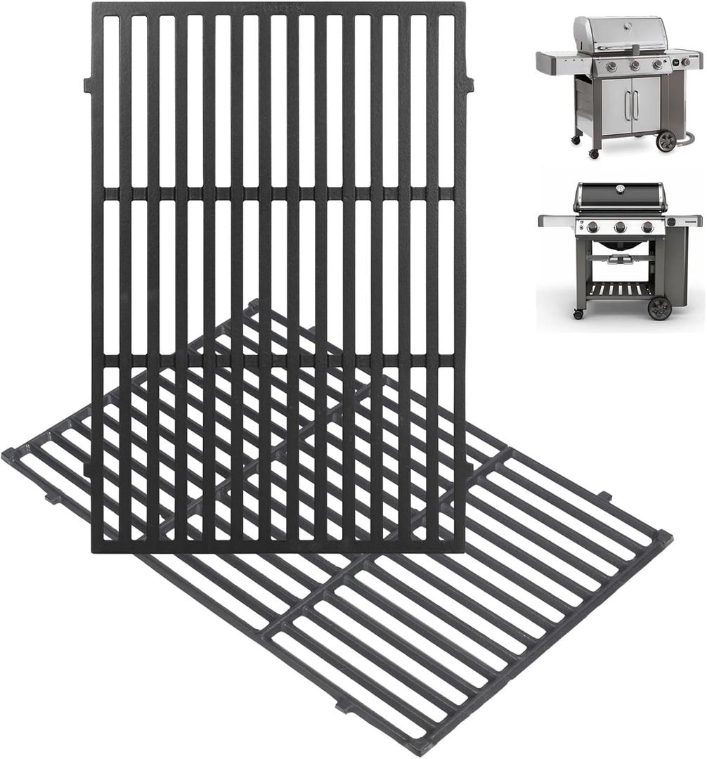 66095 Grill Grates for Weber Genesis II/ II LX300 Series Replacement Parts
Fits Genesis II E/S/SE 310 335 E-325 E-330 E-315 S-345 Grill Parts, OEM 66802 66805, 18.8x13.25'' cast iron grates, 2-pack