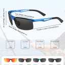 BIRCEN Polarized Anti-Glare Sunglasses for Men: Lightweight Metal Wrap around Sun Glasses UV Protection for Driving Fishing (G-blue-black)