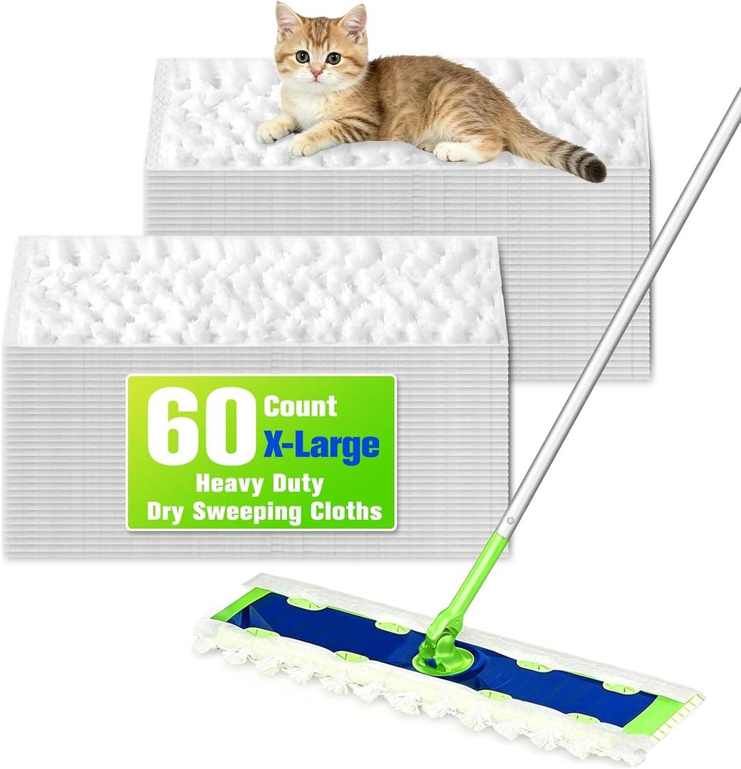 60 Count XL Dry Sweeping Cloths Compatible with Swiffer Sweeper XL Mop