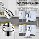 Sink Faucet Attachment, Movable Kithchen Faucet Head 360 Rotatable Faucet Sprayer Head Replacement Water Saving Faucet Extender,Anti -Splash,3 Modes, Chrome Faucet Head for Kitchen and Bathroom