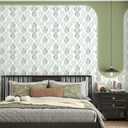 Theper Green Wall Paper Peel and Stick Wallpaper Modern 17.3"393" Boho Contact Paper for Cabinets Green and White Self Adhesive Removable Wallpaper for Bedroom Geometric Wallpapers Vinyl Home Decor
