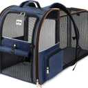 Extra Large Cat Backpack Carrier Expandable Pet Carrier Backpack for Small Dogs Medium Cats Fit Up to 18 Lbs, Dog Backpack Carrier, Foldable Puppy Backpack Carrier for Travel, Hiking,Blue