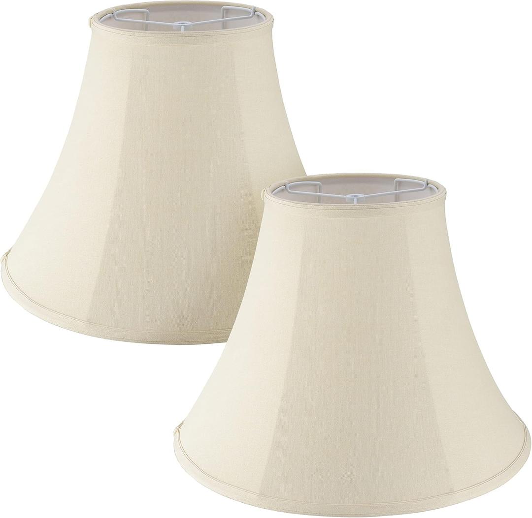 Aspen Creative 38004-2 Traditional Handsewn Bell Shaped Collapsible Spider Construction Lamp Shade in Cream, 8" Top x 17" Bottom x 13" Slant, Set of 2