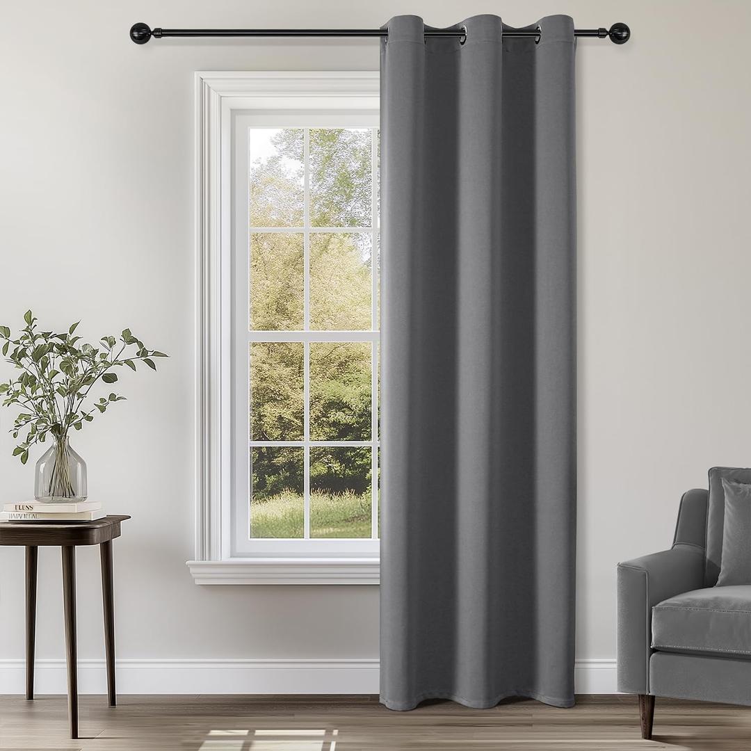 ChrisDowa Blackout Curtains 84 inches Long for Bedroom - Grommet Thermal Insulated Room Darkening Curtains for Living Room (1 Panel, Grey, 42 x 84 Inch)