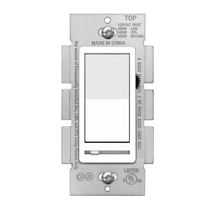 BESTTEN Dimmer Light Switch, Single Pole or 3 Way Slide Dimmable Switch, Compatible with LED Dimmable Lamp, CFL, Incandescent, Halogen Bulb, Neutral Wire Not Required, UL Listed, White