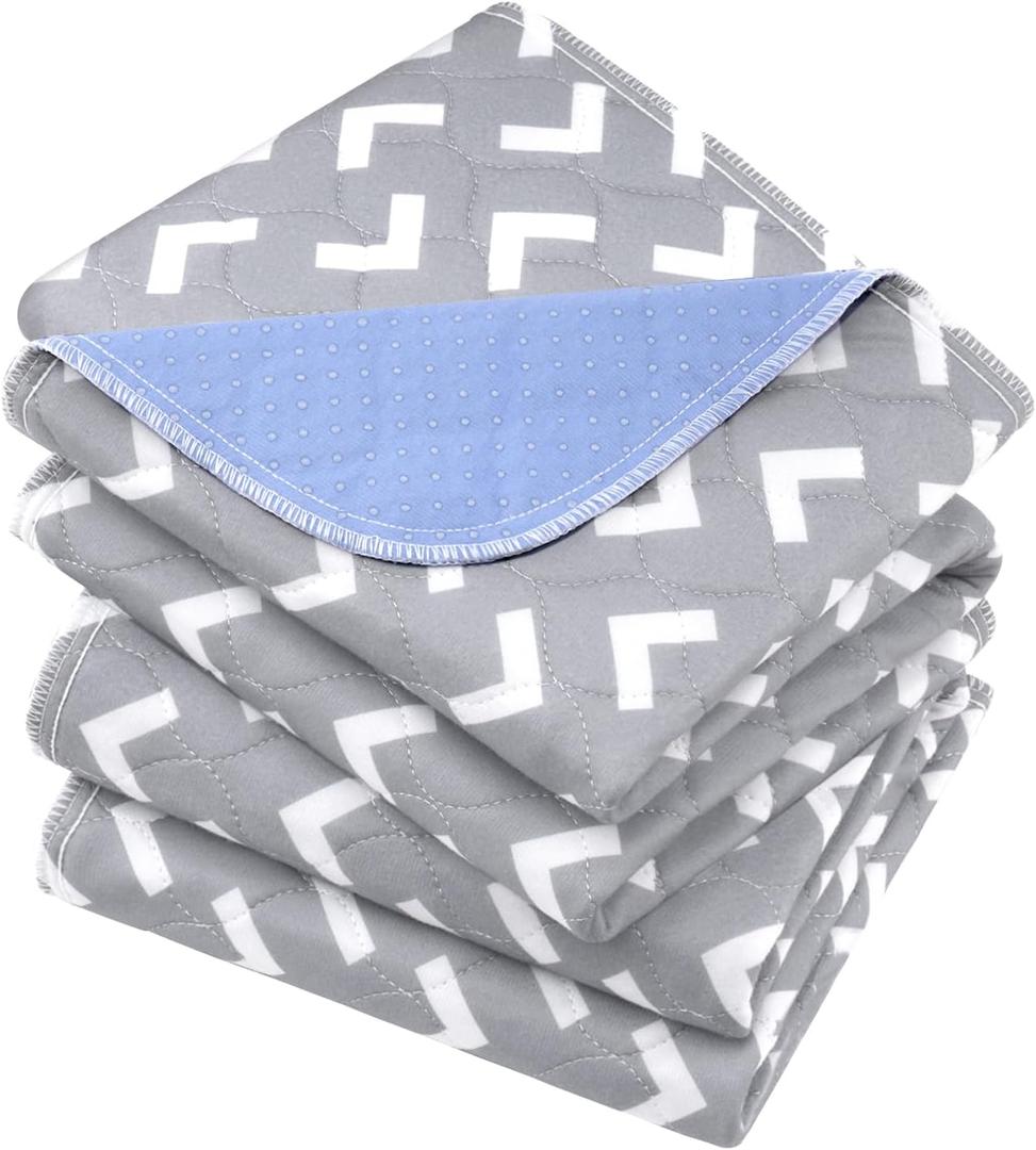 Non-Slip Bed Pads for Incontinence Washable (36" x 52"|2 Pack), Waterproof Bed Pads, Bed Wetting Pads for Bed, Sofa, Floor, Resuable Underpads for Adults, Seniors, Pet (Gray)