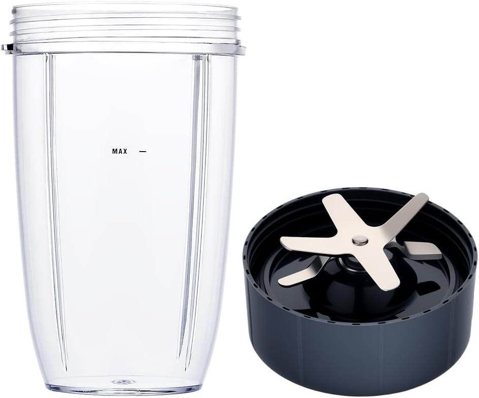 Upgrade Blender Cup and Blade Fit for Nutribullet 600w/900w, Replacement Parts 24oz Cup and Extractor Blade, Blender Accessories (2 Pcs)