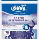 Oral-B Glide Peppermint Dental Floss Picks with Arctic Peppermint Oil Flavor, 75 Count, Pack of 3