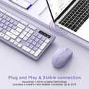 Wireless Keyboard and Mouse Combo, Full-Sized Wireless Keyboard and Adjustable DPI Mouse, 2.4GHz USB Receiver, Silent Keyboard and Mouse for PC, Windows, MAC, Desktop, Laptop(Purple)