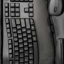 Wireless Keyboard and Mouse Combo, 2.4G Full Size Wave Keys Ergonomic Keyboard with Wrist Rest and 3-Level DPI Adjustable Wireless Ergonomic Mouse for Windows, Mac OS Desktop/Laptop/PC(Black)