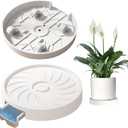 MCleanPin 2 Pack Plant Caddy with Hidden Wheels, 11" Heavy Duty Rolling Plant Stand with Removable Drainage Tray and Silent Casters Round Flower Pot Mover Planter Dolly for Indoor Outdoor White