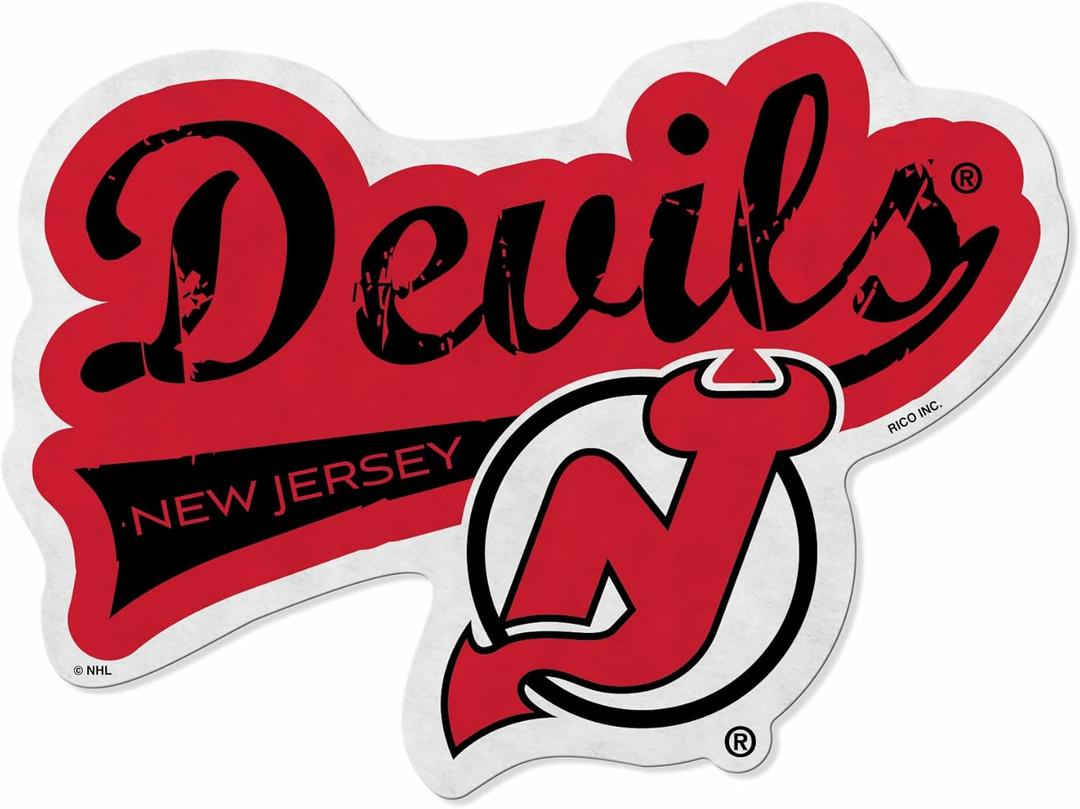 Rico Industries NHL New Jersey Devils Distressed Shape Cut Pennant - Home and Living Room Décor - Soft Felt EZ to Hang