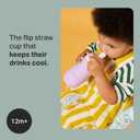 Tommee Tippee Insulated Sporty Spill-Proof 9oz Straw Training Sippy Cups for Toddlers 1-3, Sporty Carry Handle, Bite Resistant Spout, Flip Lid Keeps Straw Clean, BPA Free, Purple and Orange, Pack of 2