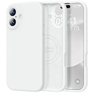 Vooii Magnetic for iPhone 17 Case, Compatible with Magsafe (Premium Liquid Silicone) (Integrated Camera Control Button) Full Body Protective Anti-Scratch Microfiber Lining 6.3", White