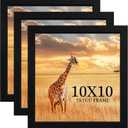 10 x10 Picture Frame Set of 3, Black Wooden Frame 10 x10 Square Wall Gallery Poster Photo frame with Horizontal and Vertical Formats for Wall Hanging best gift