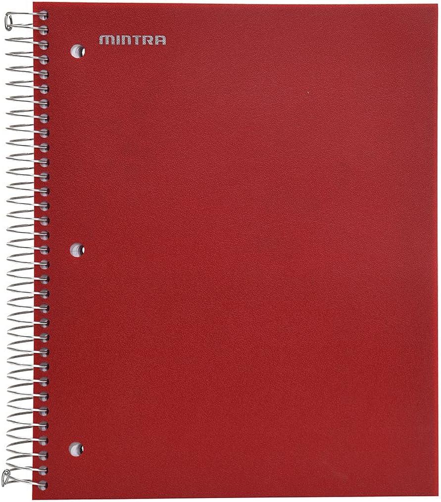 Mintra Office Durable Spiral Notebooks, 5 Subject (Chili Oil, College Ruled 1pk)