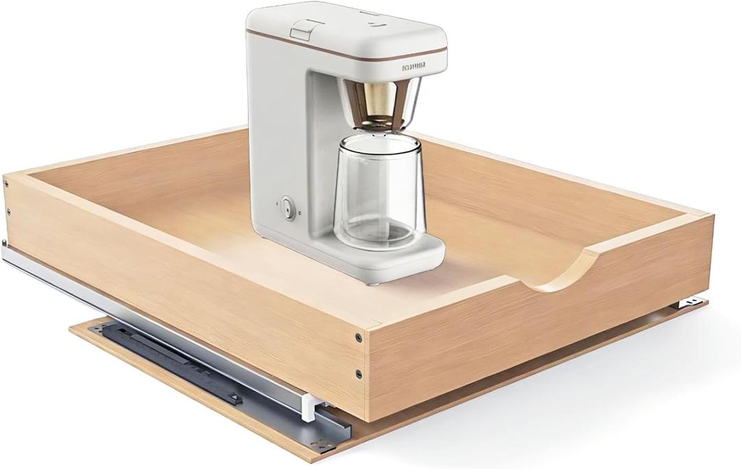 Pull Out Drawers for Cabinet 14.5" W x 22" D x 4.5" H Wood Slide Out Organizer and Storage Kitchen Cabinet Drawers Slide Out Shelves Pull Out Shelves in Kitchen Pantry Bathroom with Soft Close (Bottom Mount)