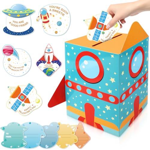 Hxezoc Valentine Card Box Space Cards Favors Post Cardboard Receiving Money Keepsake Box for Valentine's Day, Wedding Reception, Birthday Party, Graduation Table Centerpiece Decorations