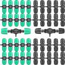 Frienda 40 Pcs Barbed Tee 1/2 Inch Tubing (1/2" IDx0.6-0.63" OD) 16mm to 1/4 Inch Irrigation Tube Fittings Drip Irrigation Parts Anti Drop Locked Reducing Tee for Drip Hose, Black and Green