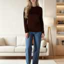 Womens Long Sleeve Thermal Shirts, 2025 Fall Winter Crew Neck Shirt for Women, Stretch Basic Tight Long Sleeve Underwear Tops (Small, Coffee)