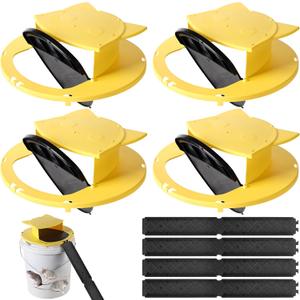 4 Pack Mouse Rat Trap Bucket,5 Gallon Mouses Rats Traps Indoor for Home,Bucket Lid Rat Traps Indoor Outdoor,Reusable Mouse Catching Tool