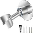 Shower Head Holder Wall Mount,Stainless Steel Handheld Shower Head Holder,Adjustable Shower Spray Holder Metal Shower Head Bracket, Brushed Finish