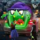 TURNMEON 4 FT Halloween Inflatables Witch Outdoor Decorations, Trunk Or Treat Car Decoration with Built-in LEDs, Halloween Blow Up Witch for Car Decoration, Halloween Outdoor Yard Garden Holiday Decor