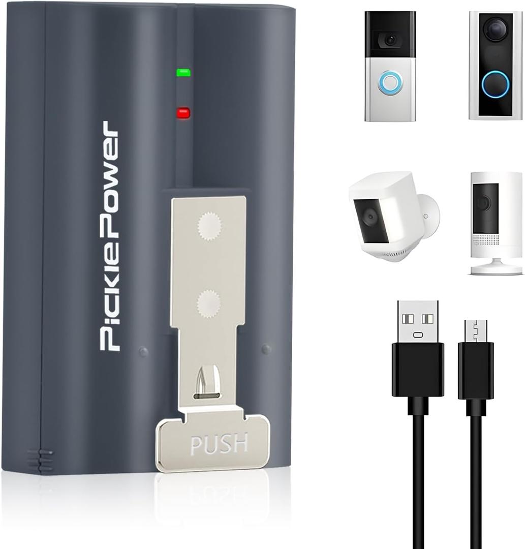 Pickle Power 6040mAh Rechargeable Battery Compatible with Ring Doorbell Camera 2/3/4/3plus, Stick-Up Cam (2nd & 3rd Gen) Battery,Spotlight Cam and Peephole Cam (1 x battery)