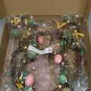 Easter Bunny Spring Wreath with Eggs, Branches, and Berries Green Bunny Easter Wreath, Suitable for Front Door Decoration, Family Farmhouse, Outdoor, Indoor Walls, Stove Windows (Green)