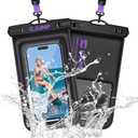 2 Pack Floating Waterproof Phone Pouch, Up to 8.3" IP68 Cellphone Dry Bag Compatible for iPhone 16 15 14 13 Pro Max Samsung Galaxy, Essential for Beach Cruise Ship (Purple*2)