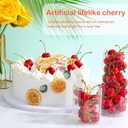 Skylety 50 Pieces Fake Cherries Artificial Cherry Fruit Decorations Simulation Cherry Party Decorations for Cake Decor Home Kitchen Cabinet Photography Prop Cognitive Party Favors (Red)