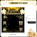 Retirement Backdrops for Photoshoot Black Gold Happy Retirement Party Decorations 78 x 70 Inch Retire Banner Photography Background for Women Men Retired Party Supplies