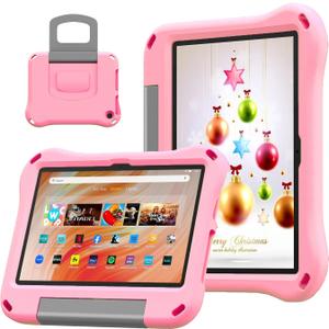 Kids Case for 10inch Tablet,(Compatible 13th/11th Generation,2023/2021 Release),Shockproof Kid-Proof Cover with Protector Handle Stand Incompatible iPad Samsung TCL 10 inch tablet. (Light Pink)