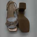 DREAM PAIRS Women's Double Bowknots Platform Chunky Heels Rhinestone High Square Toe Dress Sandals for Wedding Bridal Party (7, Rose Gold-pu)